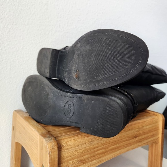 XOXO Womens Myles‎ Tall Biker Riding Boots Knee High Black Size 8M Block Heel - Picture 9 of 14